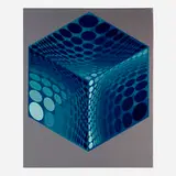 Victor Vasarely, Parmenide (Blue and Silver), c. 1970, screenprint in colors on foil paper