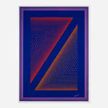 Richard Anuszkiewicz, Reflections VI - Deep Blue (from the Reflections series), 1979, screenprint with hand-painted acrylic on Masonite