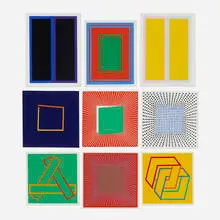 Richard Anuszkiewicz, Nine works from the Annual Edition series, 1980-2002, screenprint in colors