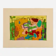 Carroll Dunham, Untitled, 1996, lithograph in colors on Arches Cover buff