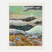 Billy Childish, Volcano (from the Greenpeace 50 Years portfolio), 2022, screenprint and lithograph in colors on Somerset