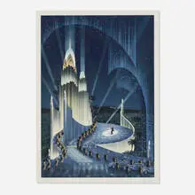 Robert Hoppe, The Hollywood Reporter Salutes Hollywood's 100th Anniversary, lithograph in colors