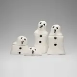 Marcel Dzama, Melting Snowman Cannisters set, 2005, glazed earthenware