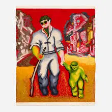 Sandro Chia, Untitled (from the Ten Masterprints portfolio), c. 1990, carborundum with hand-coloring on handmade paper