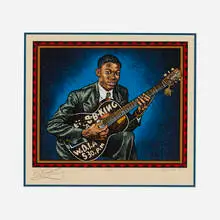 Robert Crumb, B.B. King, 2002, screenprint in colors on BFK Rives