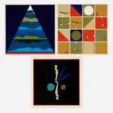Ernest Trova, Untitled (three works from Study/Falling Man Series I portfolio; one work from Study/Falling Man Series II portfolio), 1967, screenprint in colors