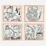 Keith Haring, Four works from the Against All Odds, 20 Drawings series, 1989, lithographic facsimile