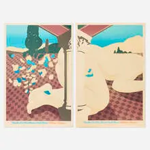Milton Glaser, Nude on the Music Hall Floor poster (diptych), 1978, offset lithograph in colors