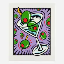 Burton Morris, Martini and Olive, screenprint in colors