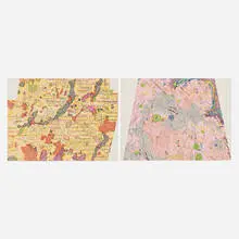 Nancy Graves, Two works from the Lithographs Based on Geologic Maps of Lunar Orbiter and Apollo Landing Sites series, 1972, lithograph in colors on Arches