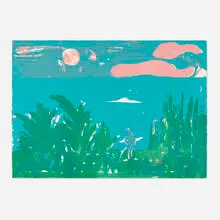 Romare Bearden, Caribbean Landscape, 1979, screenprint in colors on Arches