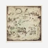 Zao Wou-ki, Paysage au soleil, 1950, etching in colors