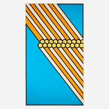 Nicholas Krushenick, Lincoln Center, 1968, screenprint in colors on canvas mounted to paper
