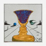 Tristan et Isolde (from Le philtre d'amour) by Salvador Dalí, 1972, lithograph on ©Rowlux collage mounted to masonite, sold Nov 2024