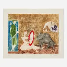 Guillermo Silva Santamaria, Antes de la corrida, etching in colors with embossing