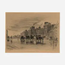 Félix Buhot, Une Matinée d'hiver au Quai de l'Hôtel-Dieu, 1876, etching and drypoint