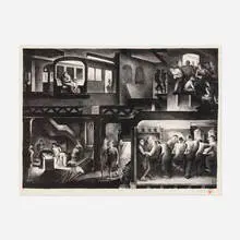 The People Work - Night (from The People Work series) by Benton Murdoch Spruance, 1937, lithograph on BFK Rives, sold Nov 2024