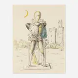 Giorgio de Chirico, Il trovatore con la luna, 1970, lithograph in colors