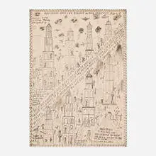 Howard Finster, And There Shall be Signs in the Heavens, 1985, lithograph