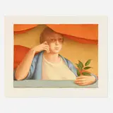 George Tooker, Woman with Branch, 1978, lithograph in colors