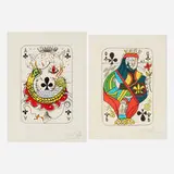 Queen of Clubs; Ace of Clubs (two works from the Playing Cards series) by Salvador Dalí, 1972, lithograph in colors, sold Nov 2024