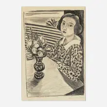 Henri Matisse, Jeune fille avec vase de fleurs, 1923, lithograph