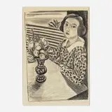 Jeune fille avec vase de fleurs by Henri Matisse, 1923, lithograph, sold Nov 2024