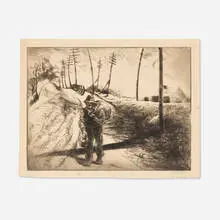 Dox Thrash, Hobo with a Satchel, c. 1945, etching
