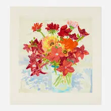 Nell Blaine, Jestina's Reds, 1994, lithograph in colors