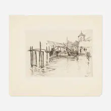 Dock at Newport by John Henry Twachtman, 1893, etching, sold Nov 2024