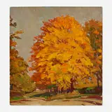 Robert Emmett Owen, Maple in October, oil on canvas board
