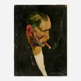 John R. Grabach, Man with Cigar, oil on paper board