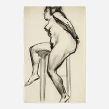 Model (Female Nude) by Arthur Beecher Carles, charcoal on paper, sold Oct 2024