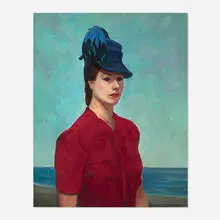 Macena Barton, Self-portrait, oil on board