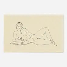 Reclining Nude by Walt Francis Kuhn, 1938, ink on paper, sold Oct 2024