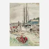 Malvin Marr Albright, Untitled (Port Scene), 1941, watercolor on paper