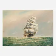 attribution Montague Dawson, Red Jacket, 1937, oil on board