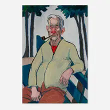 Man in Green Jacket by William Sharp, oil on canvas, sold Oct 2024