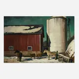 J. William Hallquist, Winter Barnyard, oil on board