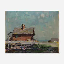 Roy Brown, Barn Landscape, oil on board