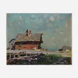 Roy Brown, Barn Landscape, oil on board