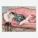 Alicia Czechowski, Lady Sleeping on Couch, casein, acrylic and pastel on paper