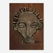 Irene V. Clark, Untitled (Head), mixed media on wood