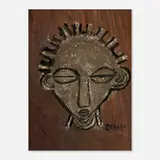 Irene V. Clark, Untitled (Head), mixed media on wood