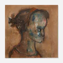Irene V. Clark, Untitled (Young Girl), mixed media on board in artist's frame