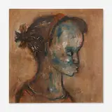 Irene V. Clark, Untitled (Young Girl), mixed media on board in artist's frame