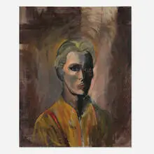 Charles Biederman, Self-portrait, oil on canvas