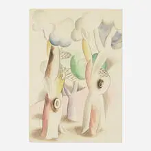 Jan Matulka, Abstract Landscape, watercolor and graphite on paper