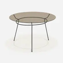 Modern, Coffee table, c. 1960, enameled steel, glass