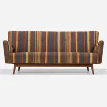 Jens Risom, Sofa, model U-120, c. 1950, upholstery, walnut